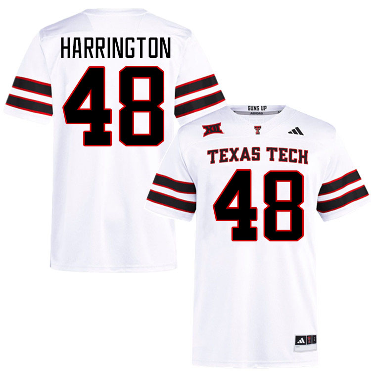 #48 Stone Harrington Texas Tech Red Raiders Jerseys College Football Uniforms Stitched-White #48 Stone Harrington Texas Tech Red Raiders Jerseys College Football Uniforms Stitched-White